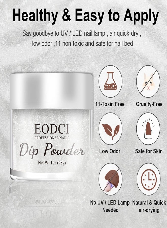 EODCI Glitter White Dip Powder, 1OZ Pro Nail Dip Powder for French Manicure Nail Starter & Professional Home DIY Salon Use Party Festival Gift Keep Long-lasting Dip Nails - Image 2